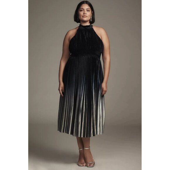 NWT Size LP - By Anthropologie Pleated Halter Midi Dress (NWT US$ 268) - Picture 1 of 16